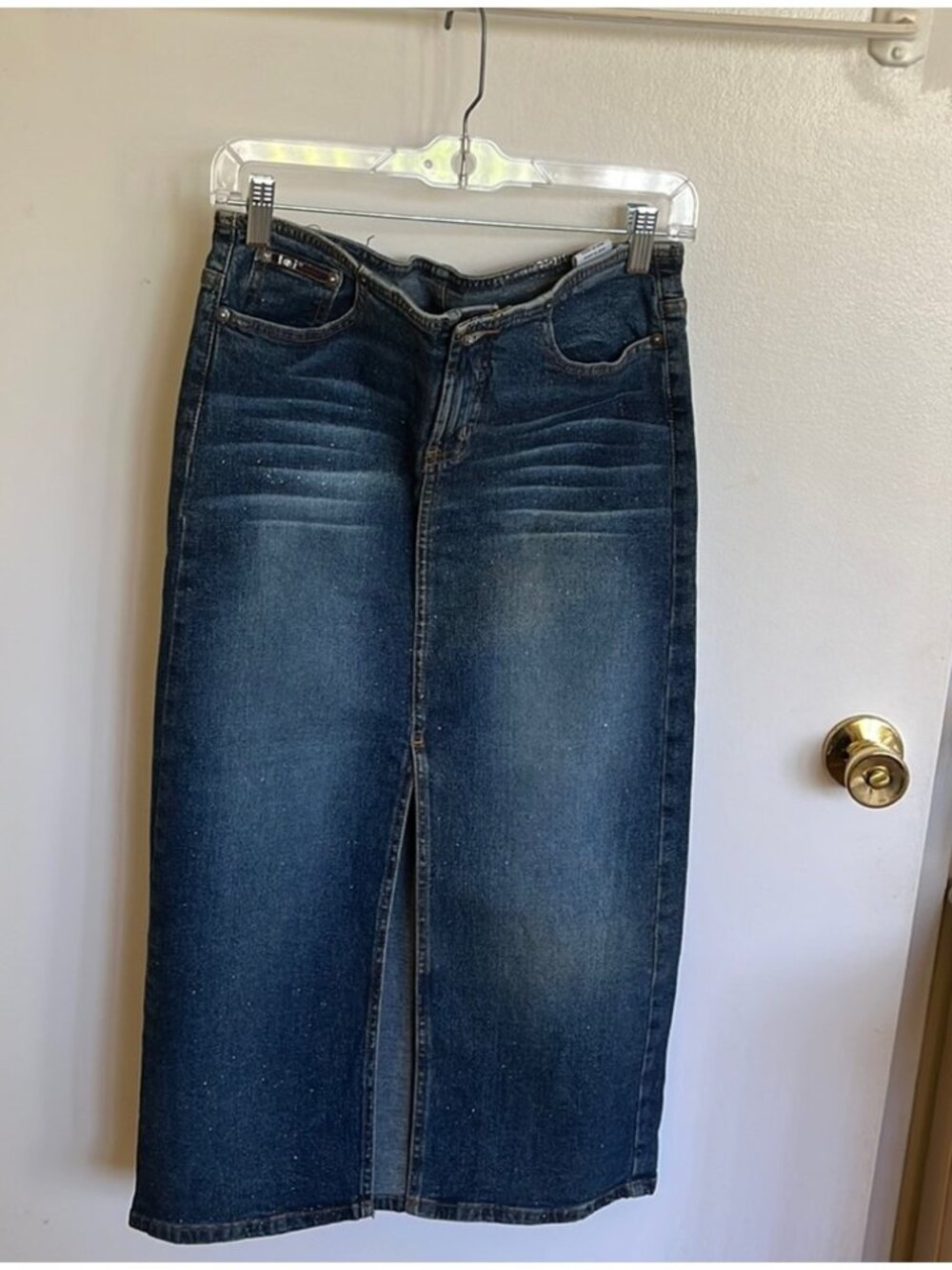 Long denim skirt